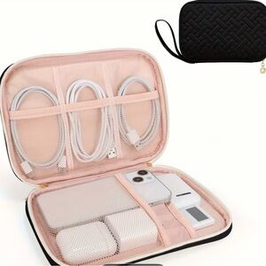 NWOT Black Quilted Tech Organizer Case